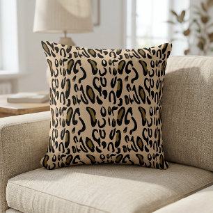 Gold- und Schwarz abstraktes Leoparden-Tierdruck-M Kissen
