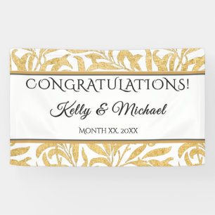 Gold und Schwarz auf Weiß Elegante Gratulationen Banner