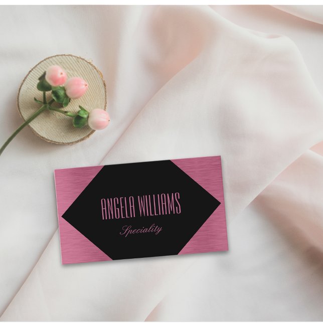 Gold und Schwarz aus metallischer Rose Visitenkarte (Girly design for business card : metallic rose gold and black geometric shape)