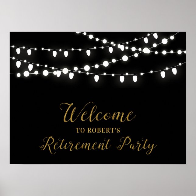 Gold und Schwarz | Begrüßungszeichen des Party für Poster (Vorne)