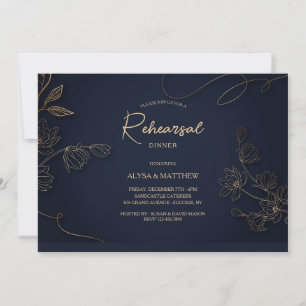 Gold und Schwarz Botanische Einladung