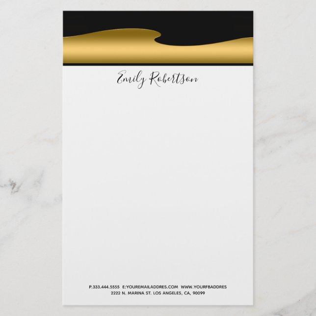 Gold und Schwarz Briefpapier (Vorderseite)