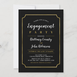 Gold und Schwarz | Classic Wedding Engagement Part Einladung