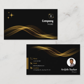 Gold und Schwarz Elegant Modernes Personalisiert Visitenkarte