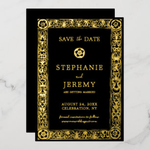 Gold und Schwarz Elegant Save the Date Folieneinladung