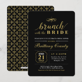Gold und Schwarz | Elegant Wedding Bridal Brunch Einladung