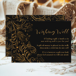 Gold und Schwarz Elegante Blumenhochzeiten wünsche Begleitkarte