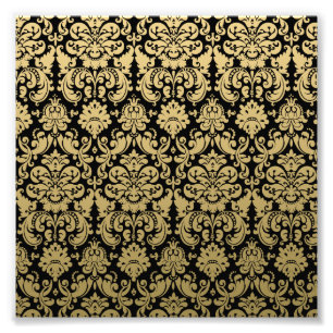 Gold und Schwarz-elegantes Damasketmuster Fotodruck