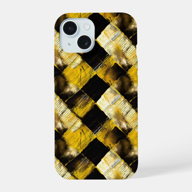 Gold und schwarz Grunge 9 iPhone 15 Hülle (Rückseite)