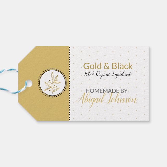 Gold und Schwarz, hausgemachte Bath & Body-Label | Geschenkanhänger (Rückseite Horizontal)