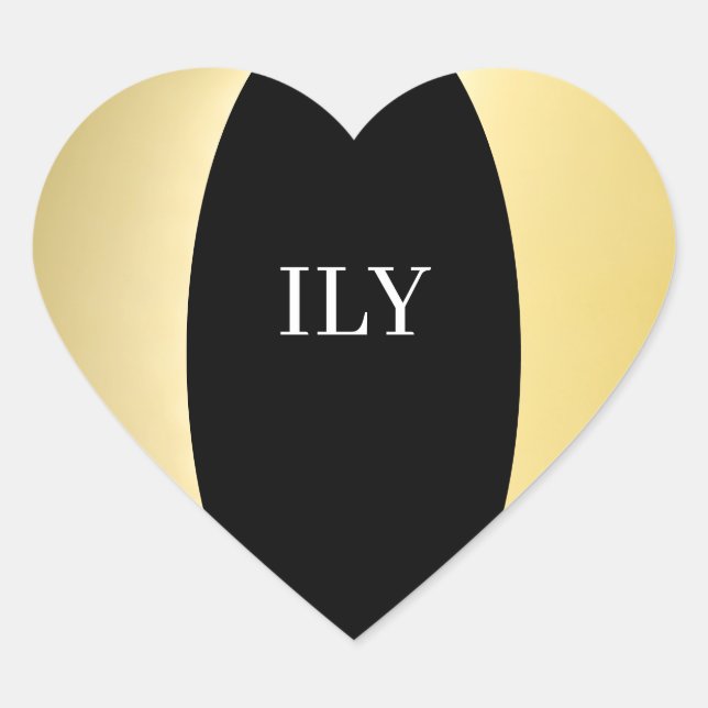 Gold- und Schwarz-ILY-Sticker Herz-Aufkleber (Vorderseite)