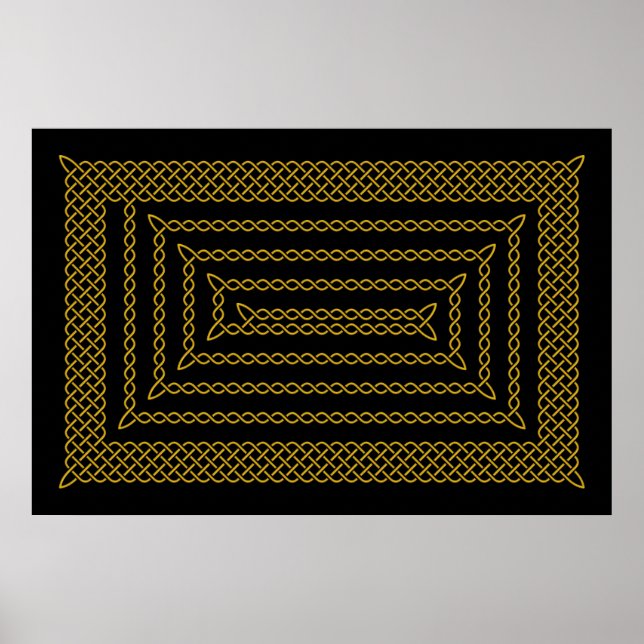 Gold und schwarz keltische rechteckige Spirale Poster (Vorne)