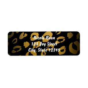 Gold- und Schwarz-Leoparden-Druck Chic-Adressaufkl
