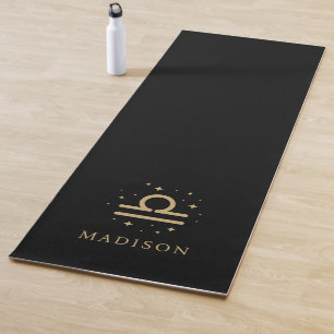 Gold und Schwarz Libra-Sternzeichen mit individuel Yogamatte
