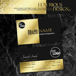 Gold und Schwarz mit Glitter Stars hinzufügen Logo Visitenkarte