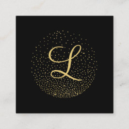Gold und Schwarz | Modern Circle Monogram Beruflic Quadratische Visitenkarte