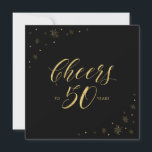 Gold und Schwarz | Moderner 50. Geburtstagsparty S Einladung<br><div class="desc">Feiern wir Ihren besonderen Tag mit dieser stilvollen 50. Geburtstagsfeier. Dieses Design zeichnet sich durch die schicke Goldtypografie "Cheers to 50 years" und die goldene funkelnde Grafik auf schwarzem Hintergrund aus. Wenn Sie eine einfache, schicke Einladung für eine schwarz-goldene Geburtstagsfeier suchen, ist diese Einladung eine perfekte Wahl. Passende Einladungen und...</div>