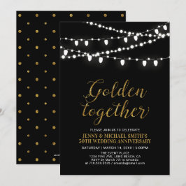 Gold und Schwarz | Modernes 50. Hochzeitstag Einladung