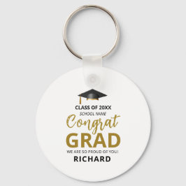 Gold und Schwarz | Modernes Abschluss-Geschenk Schlüsselanhänger