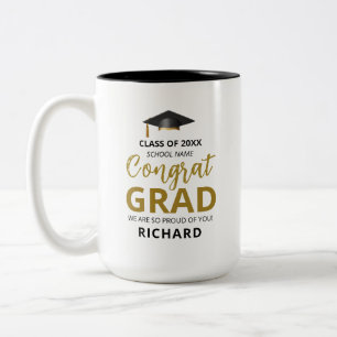 Gold und Schwarz   Modernes Abschluss-Geschenk Zweifarbige Tasse