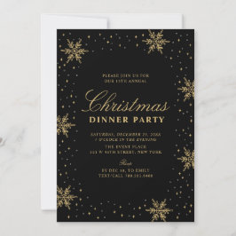 Gold und Schwarz | Modernes, schicke Weihnachtsess Einladung