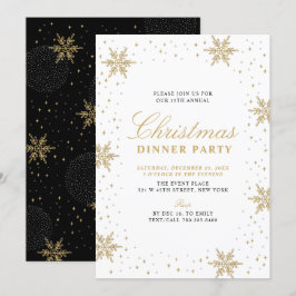Gold und Schwarz | Modernes, schicke Weihnachtsess Einladung