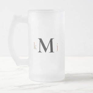 Gold- und Schwarz-Monogramm-Hochzeit Mattglas Bierglas