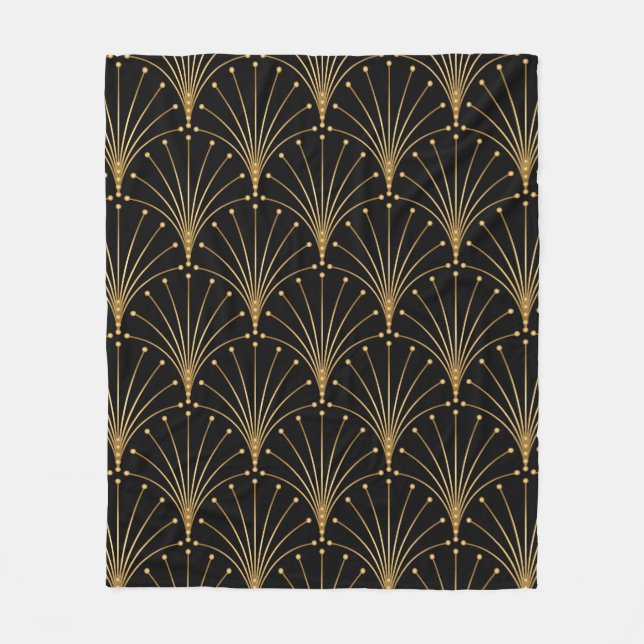 Gold und Schwarz Muster. Luxuriöser Hintergrund Fleecedecke (Vorderseite)