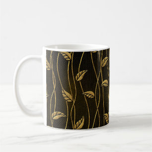 Gold und Schwarz nahtlose Textur mit Blätter Reli Kaffeetasse