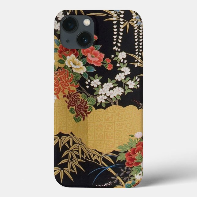 Gold und schwarz-orientalisch-japanischer Kimono F Case-Mate iPhone Hülle (Rückseite)
