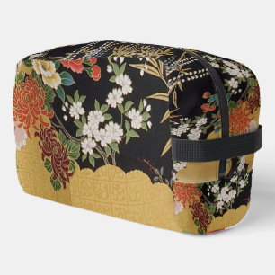 Gold und schwarz-orientalisch-japanischer Kimono F Waschbeutel