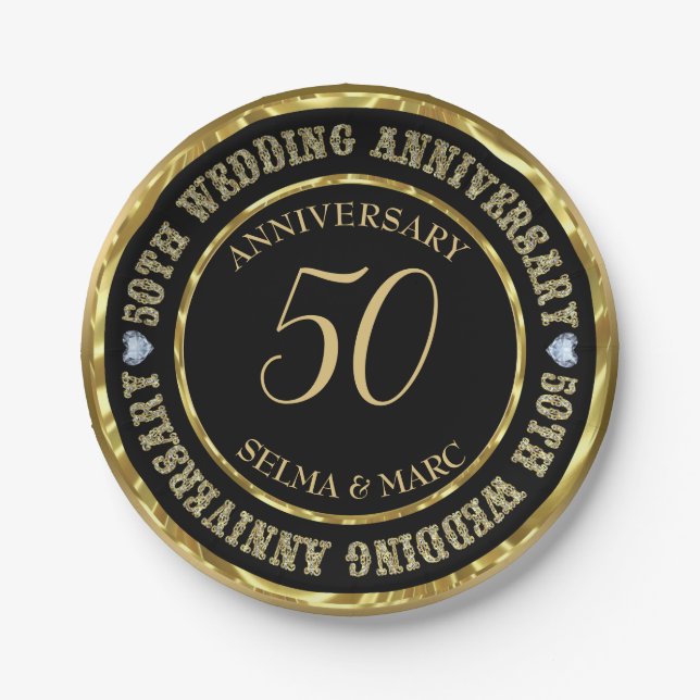 Gold und Schwarz Pappteller (Vorderseite)