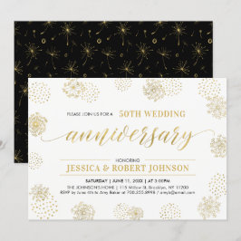 Gold und Schwarz | Stilvolles 50. Hochzeitstag Einladung