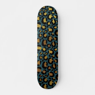 Gold- und Schwarz-Tier-Print Skateboard