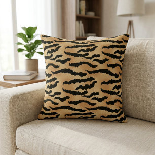 Gold- und Schwarz-Tigerdruck-Tierstreifen-Muster Kissen