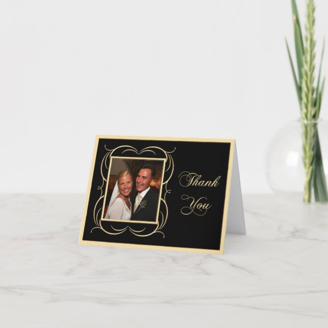 Gold und Schwarz Vielen Dank für Ihre Fotokarten Dankeskarte (Vorderseite)