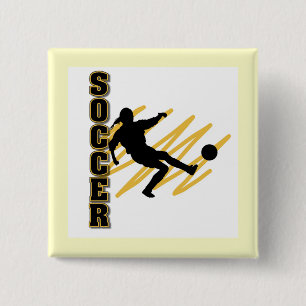 Gold und Schwarz-weiblicher Fußball-Spieler Button