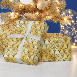Gold- und Schwarzdiamant-Art-Deco-Muster Geschenkpapier