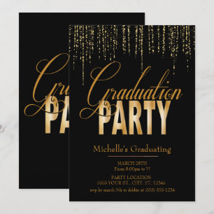 Gold und schwarze Abschluss-Party Einladungen