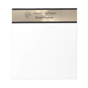 Gold und schwarze Blumenrosen Professioneller Noti Notizblock