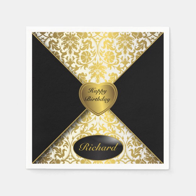 Gold und schwarze Damaskus Serviette (Vorderseite)