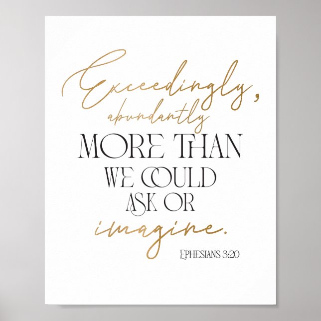 Gold und Schwarze Ephesianer 3:20 Bibelverse Poste Poster (Vorne)