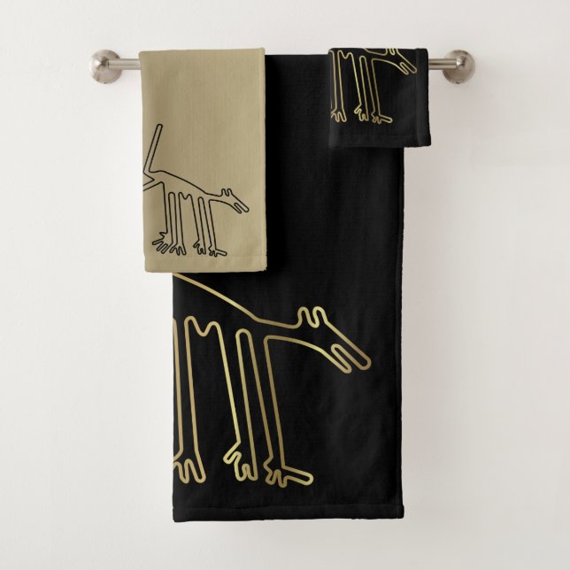 Gold und Schwarze Handtücher mit alten Nazca-Linie (Insitu)