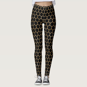 Gold und Schwarze Honigwaben Leggings