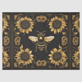 Gold und schwarze Hummeln und Sonnenblumen Seidenpapier