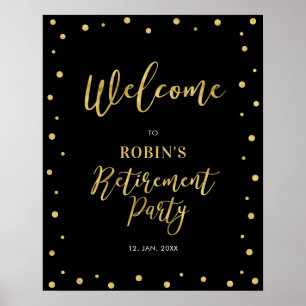 Gold- und schwarze Konfetti-Ruhestandsfeier Willko Poster