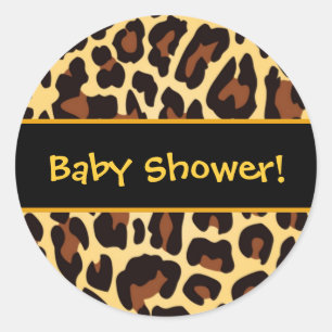 Gold und schwarze Leopard-Babyparty-Bevorzugung Runder Aufkleber