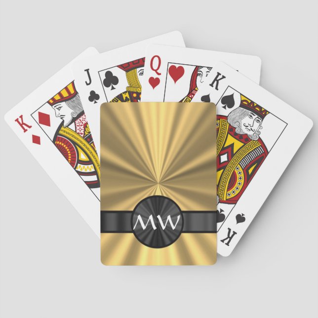 Gold und schwarze Monogramm Spielkarten (Rückseite)