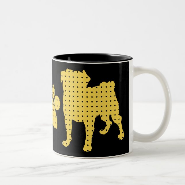 Gold und schwarze Mops-und Tatzen-Tassen Zweifarbige Tasse (Rechts)