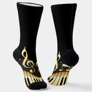 Gold- und Schwarze Musiknoten Socken